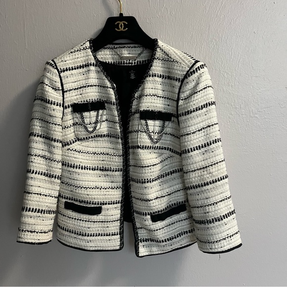 White House Black Market Embellished Tweed Jacket - Picture 6 of 14